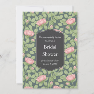 Enchanted Rose Garden Slate Blue Wedding Event Invitation