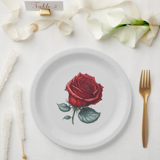Enchanted Rose Paper Plates (Wedding)