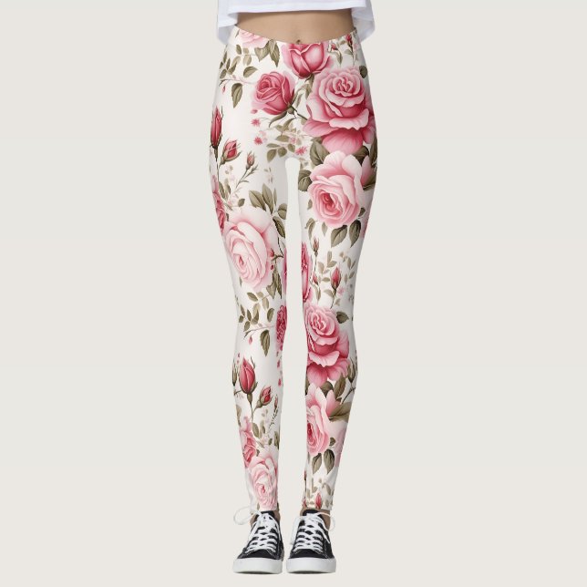 Enchanted Rose Watercolor Leggings (Front)