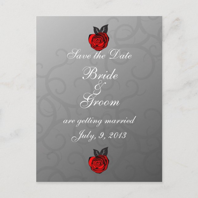 Enchanted Roses Save the Date Postcard (Front)