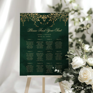 Enchanted Royal Emerald Gold Wedding Seating Foam Board