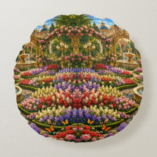 Enchanted Royal Garden Round Pillow