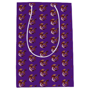Enchanted Ruby Red Dragon Mythical Design Art Medium Gift Bag