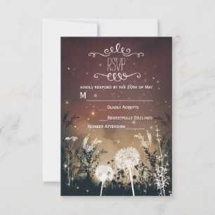 Enchanted Rustic Night Sky Stars & Foliage RSVP