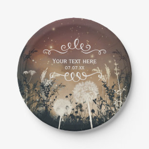 Enchanted Rustic Night Sky Stars & Foliage Wedding Paper Plates