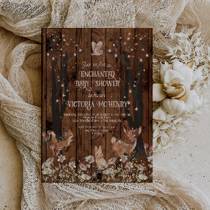 Enchanted Rustic Woodland Baby Shower Invitation