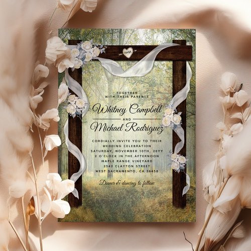 Enchanted Rustic Woodland Wedding Arch Invitation