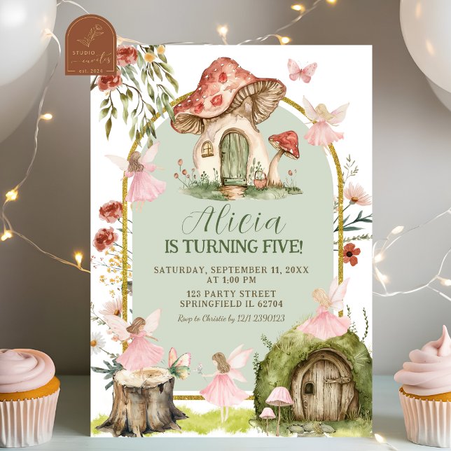Enchanted Sage Green Forest Fairy Birthday Invitation (Creator Uploaded)