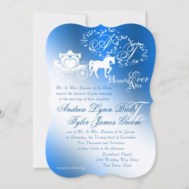Enchanted Sapphire Blue Story Book Wedding Invitation (Front)