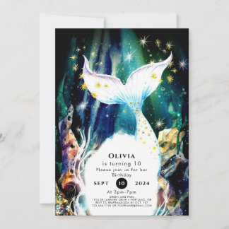 Enchanted Seashells Mermaid Birthday Invitation