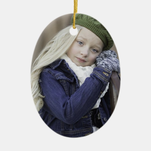 Enchanted Season Holiday Photo Year Ceramic Ornament (Front)