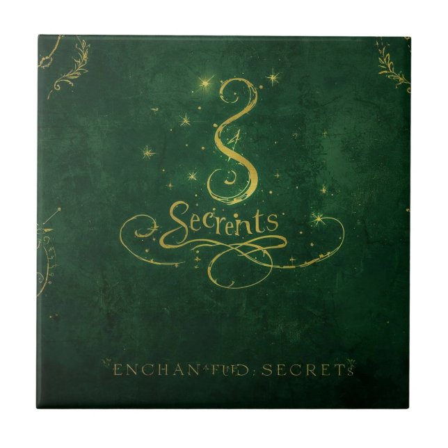 Enchanted Secrets – Golden Sigil Ceramic Tile (Front)