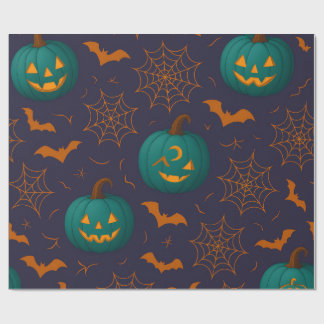 Enchanted Shadows - Teal & Twilight Halloween Wrapping Paper