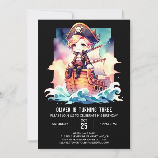 Enchanted Ship Pirate Birthday Invitation (Front)