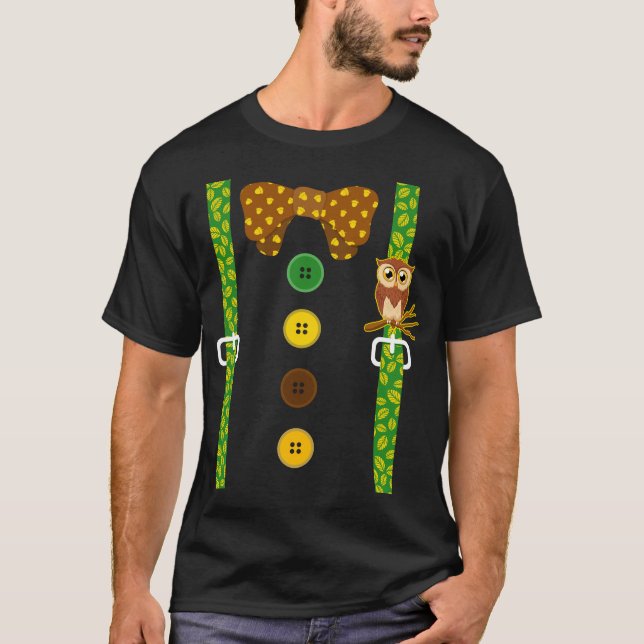Enchanted Shirt, Suspender Forest Owl Tee, Gift T-Shirt (Front)