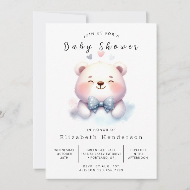 Enchanted Simple Bear Baby Shower Invitation (Front)