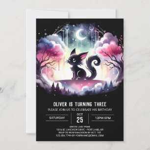 Enchanted Simple Cat Birthday Invitation