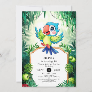 Enchanted Simple Parrot Birthday Invitation