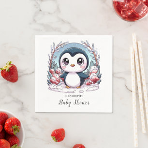 Enchanted Simple Penguin Baby Shower Napkins