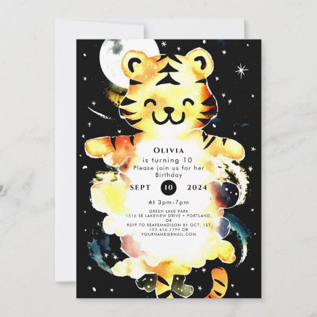 Enchanted Simple Tiger Birthday Invitation (Front)