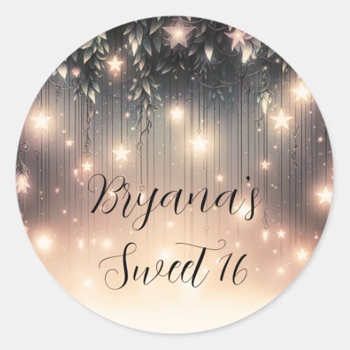 Enchanted Sky Tree Glow  Stars  Clouds  Classic Round Sticker