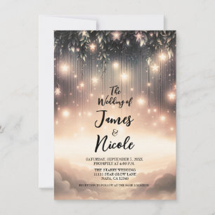 Enchanted Sky Tree Glow Stars & Clouds Wedding Invitation