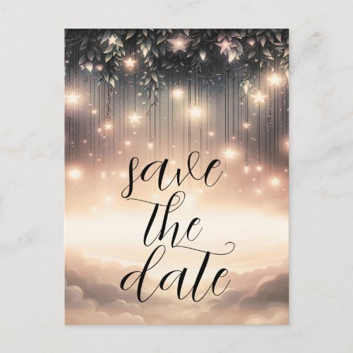 Enchanted Sky Tree Glow Stars Save the Date  Announcement Postcard