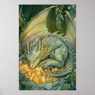 Enchanted Sleeping Dragon Crystals Poster