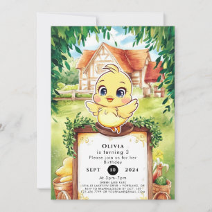 Enchanted Small Chicken Birthday Invitation