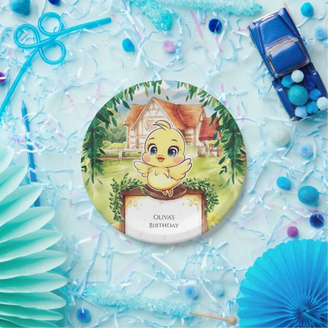 Enchanted Small Chicken Birthday Paper Plates (Party)