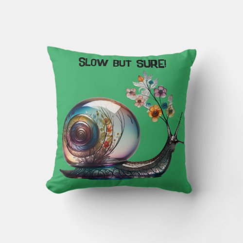 Enchanted Snail Haven Throw Pillow