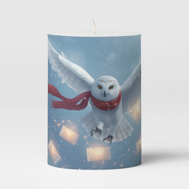  “Enchanted Snowfall Owl” Christmas Mug Pillar Candle (Front)