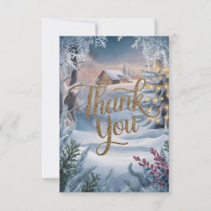 Enchanted Snowflake Cute Happy Holidays Thank You Card
