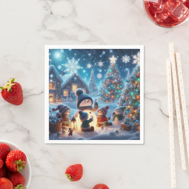 Enchanted Snowman Christmas Napkin (Insitu)