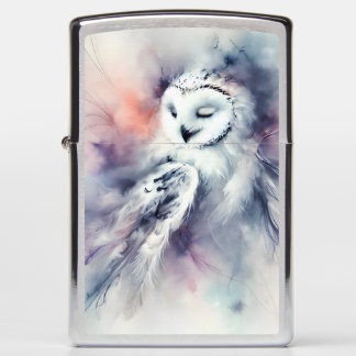 Enchanted Snowy Owl in Watercolor Zippo Lighter