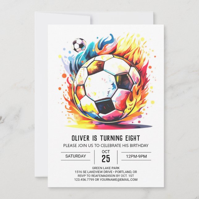 Enchanted Soccer Children's Printable Birthday Invitation (Front)