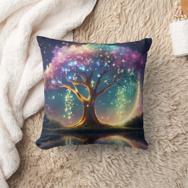 Enchanted Sparkling Tree Decorative Throw Pillow (Blanket)