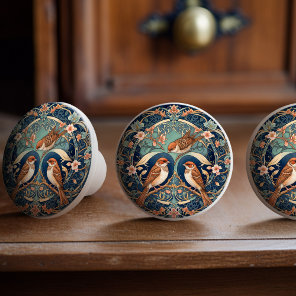Enchanted Sparrow Serenade Ceramic Knob Pull