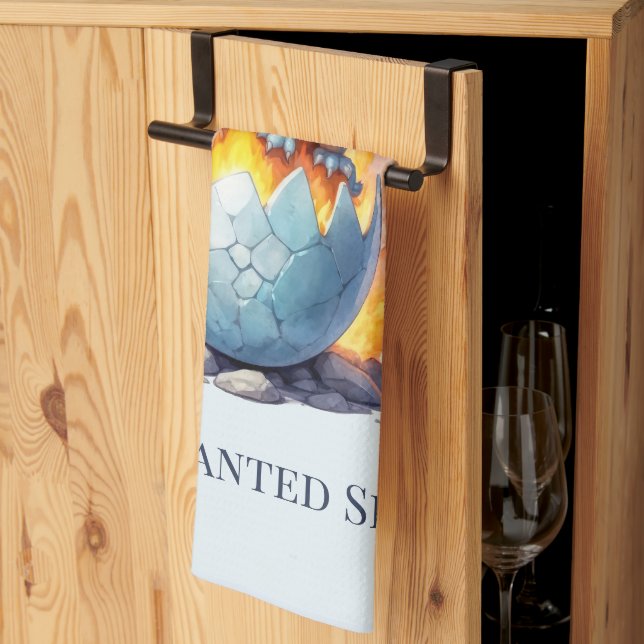 Enchanted Spills Blue Dragon Kitchen Towel (Thirds Fold)