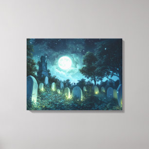 Enchanted spooky cemetery canvas print