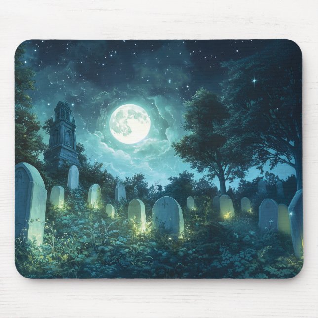 Enchanted spooky cemetery mouse pad (Front)