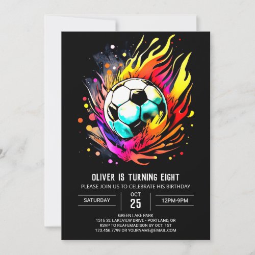 Enchanted Sports Editable Soccer Birthday Invitation