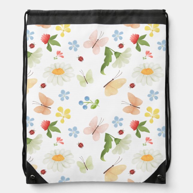 Enchanted Spring Meadow Drawstring Bag (Front)