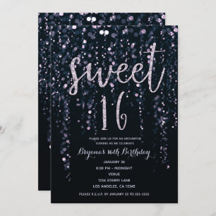 Enchanted Star Lights Lavender Purple Sweet 16 In Invitation