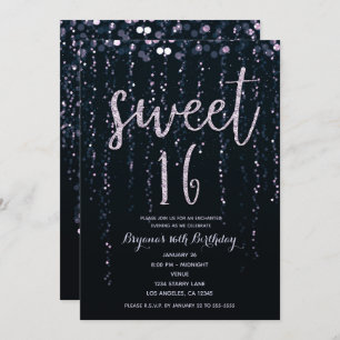 Enchanted Star Lights Lavender Purple Sweet 16 Invitation