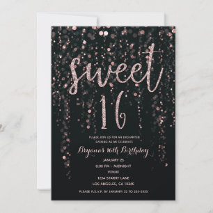 Enchanted Star Lights Rose Gold Blush Sweet 16 In Invitation