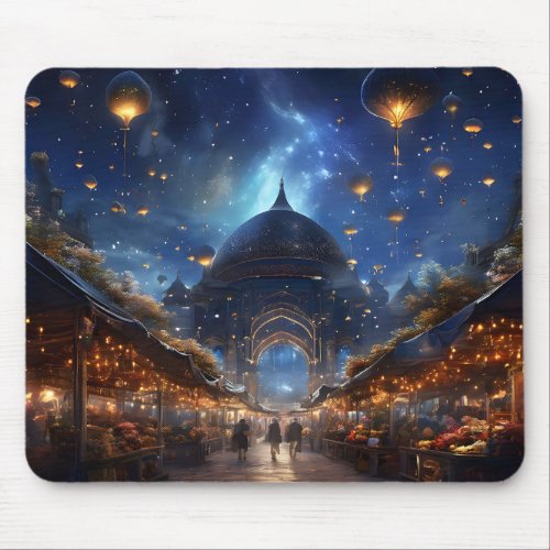 Enchanted Starry Bazaar Fantasy Whimsical  Mouse Pad