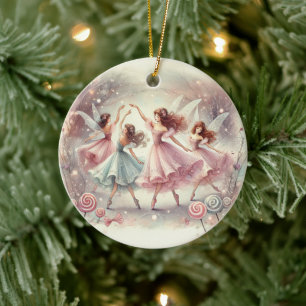 Enchanted Sugar Plum Fairies Ceramic Ornament