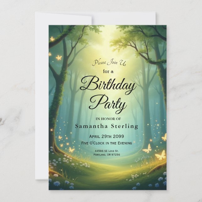 Enchanted Sunlit Glimmer Grove Invitation (Front)