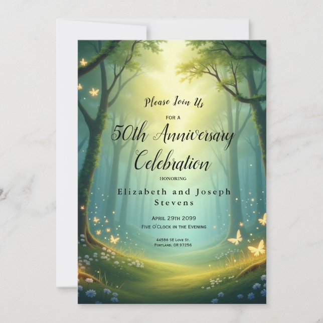Enchanted Sunlit Glimmer Grove Invitation (Front)